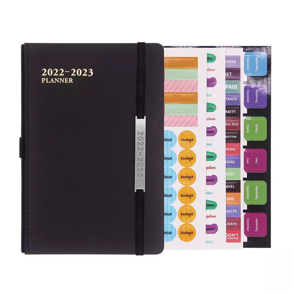 Hardcover PU Leather 2022-2023 Weekly, Monthly and  Daily Planner ****COMES W/FREE PEN****  (STICKERS NOT INCLUDED)