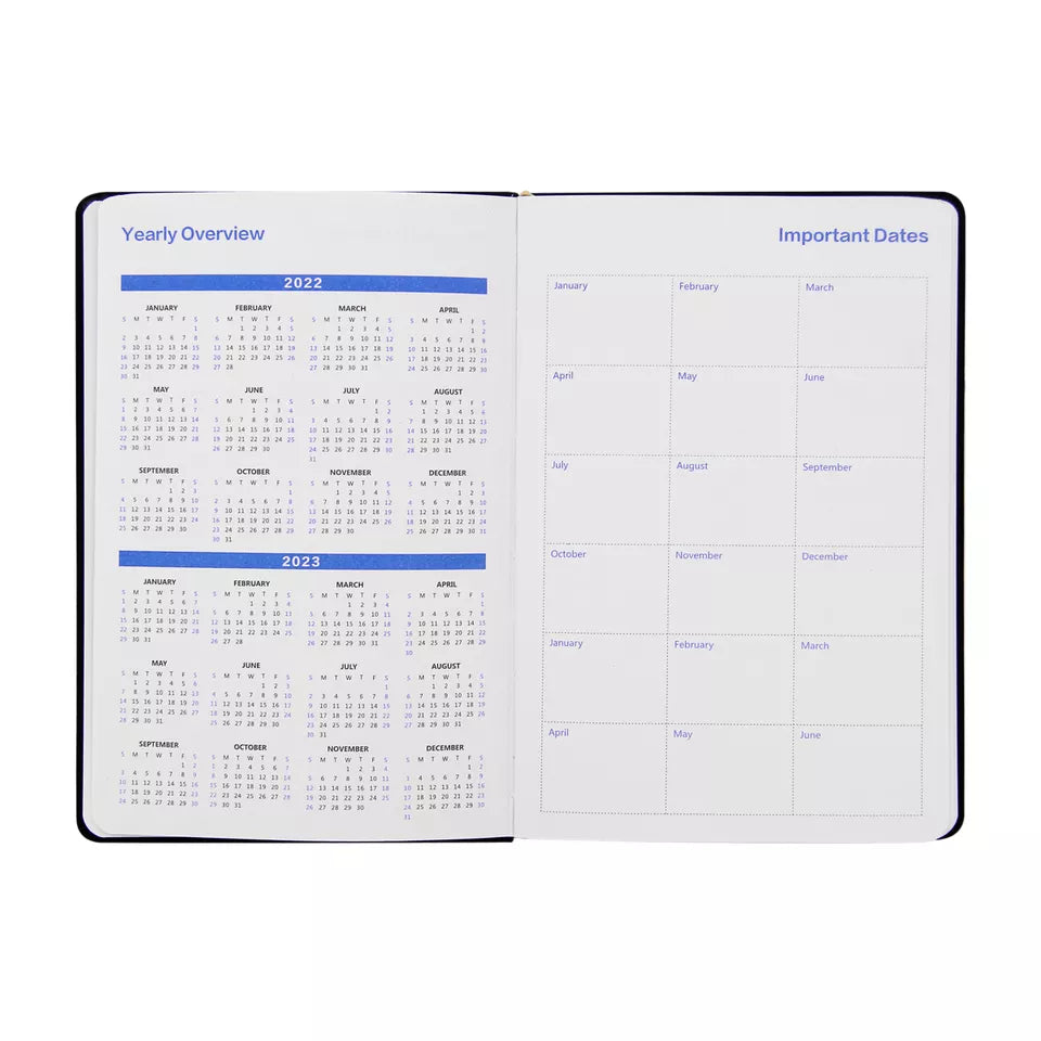 Hardcover PU Leather 2022-2023 Weekly, Monthly and  Daily Planner ****COMES W/FREE PEN****  (STICKERS NOT INCLUDED)