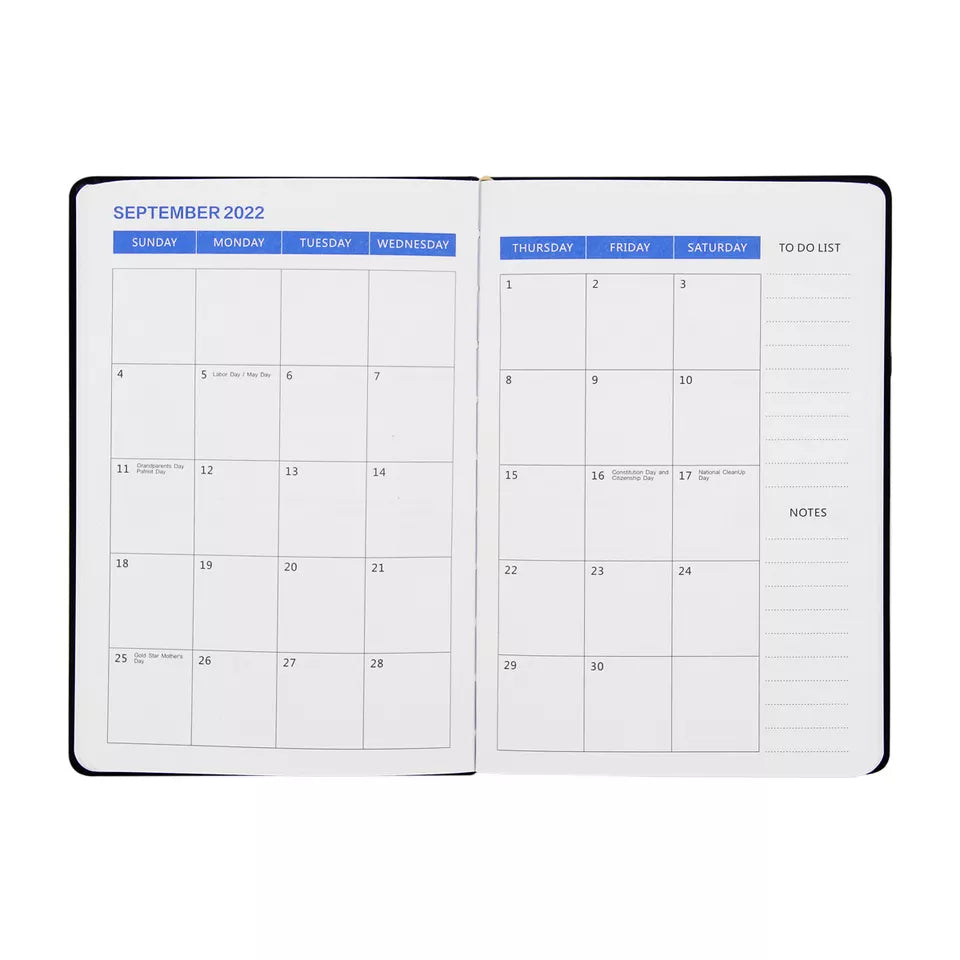 Hardcover PU Leather 2022-2023 Weekly, Monthly and  Daily Planner ****COMES W/FREE PEN****  (STICKERS NOT INCLUDED)